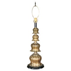 Hollywood Regency Tiered Bell Shaped Brass Lamp