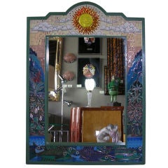 Hand Enameled Wall Mirror by George Marlowe & Robert Mackie