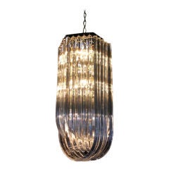 Large Lucite and Brass Chandelier