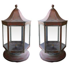 Pair of Large Late 19th C Copper Lanterns