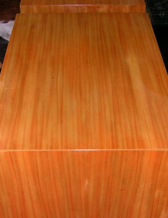 Satinwood Superb Mid Century Biomorphic End Tables Nightstands