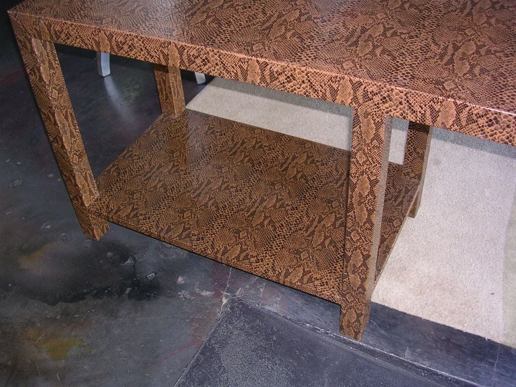 Faux Snakeskin Console in the Manner of Karl Springer