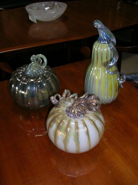 Contemporary Set of 8 Handblown Glass Pumpkins by John F. Glass