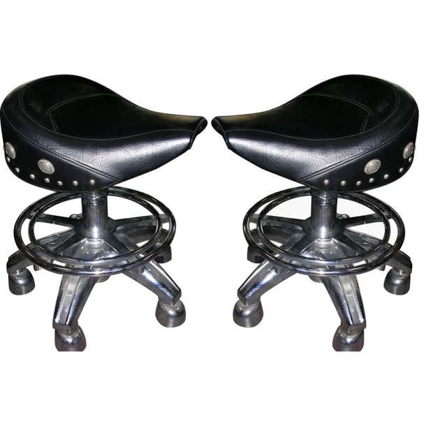 Pair of Motorcycle Saddle Seat Adjustable Barstools at 1stDibs ...