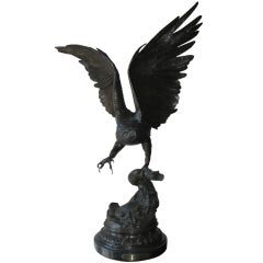 Antique Finely Detailed Jules Moigniez Eagle Statue