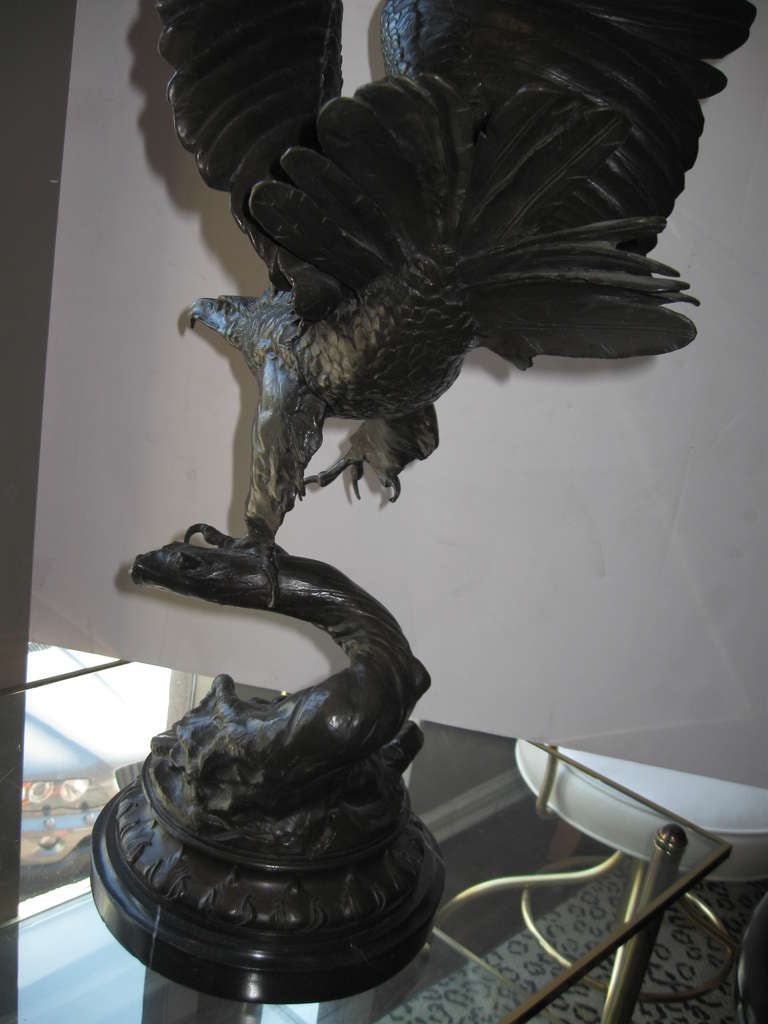 Finely Detailed Jules Moigniez Eagle Statue 1
