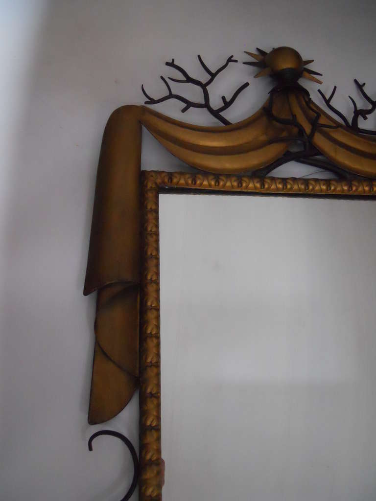 Whimsical Iron Mirror in the Manner of Gilbert Poillerat In Excellent Condition In Los Angeles, CA