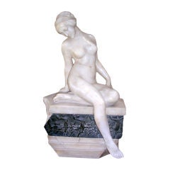 Alabaster and Bronze Statue of a  Nude Lady