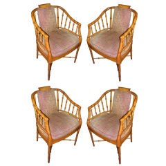 Set of Four Hollywood Regeny Faux Bamboo armchairs