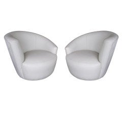 Pair of  Swivel Armchairs in the Style of Vladimir Kagan