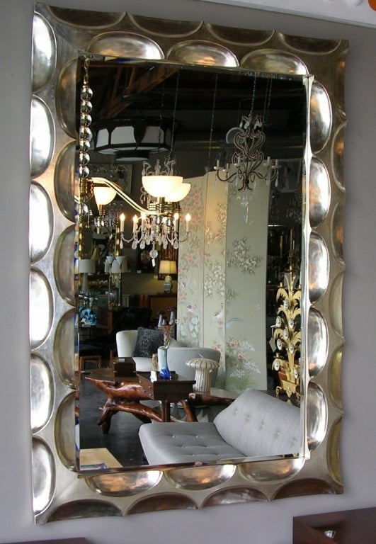 Impressive White Gold Leaf Mirror by Bryan Cox