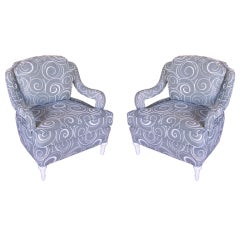 Exceptional Pair of Hollywood Regency Armchairs