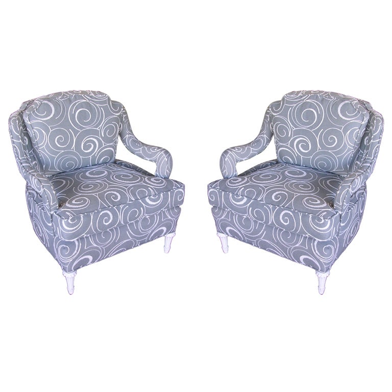 Exceptional Pair of Hollywood Regency Armchairs