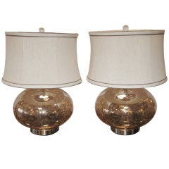 Vintage Superb Pair of Amber Lamps