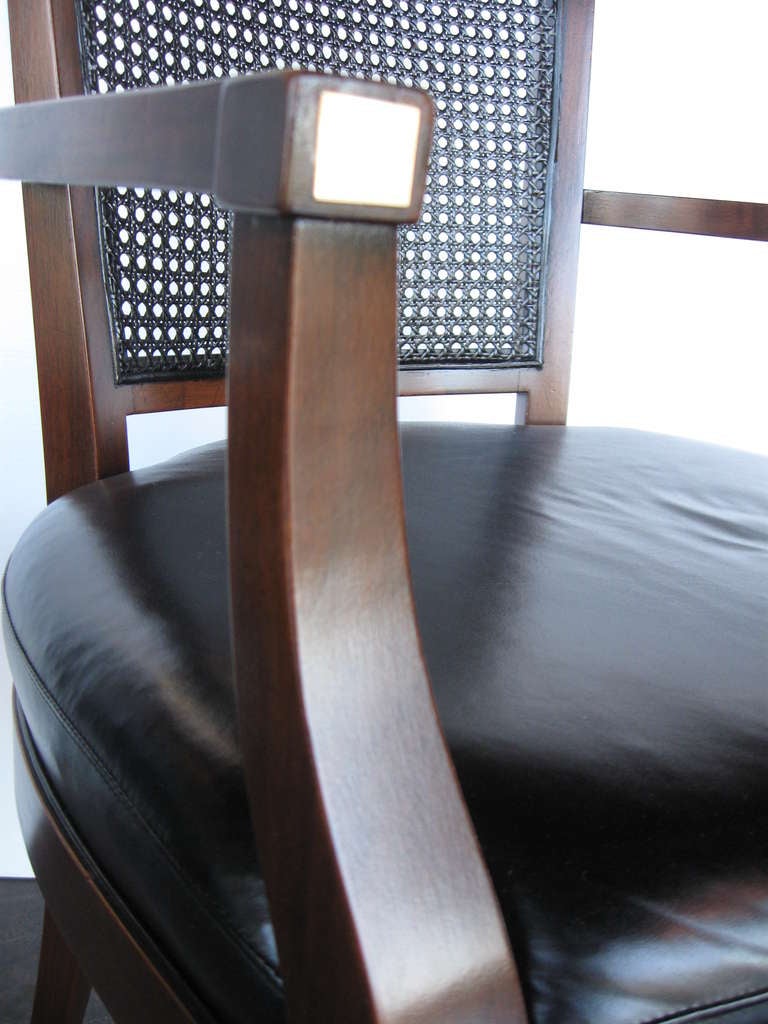 Authentic Vintage Set of 8 John Stuart Cane Chairs For Sale at 1stDibs