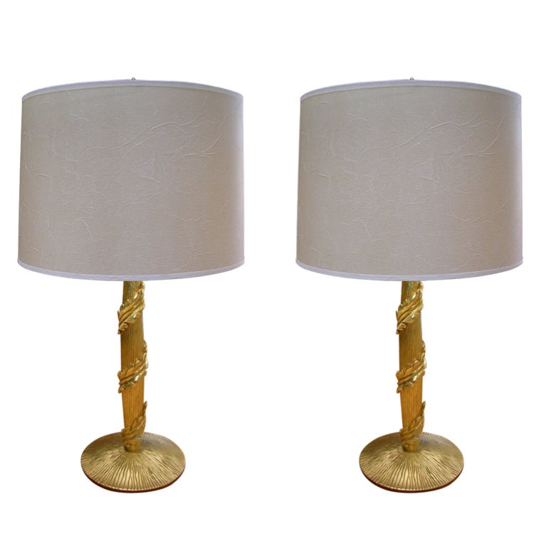 Pair Of York Gold Leaf Lamps By Bryan Cox At 1stdibs Pair Of Ankor Lamps By Bryan Cox