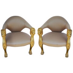 Pair of Vintage Lion Armchairs