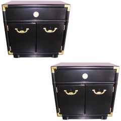 Pair of Hollywood Regency Faux Bamboo Nightstands