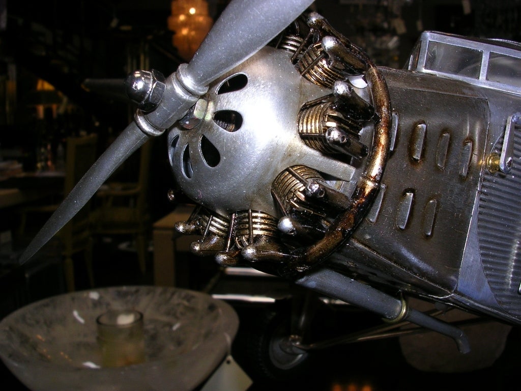 American Aluminum Model of a Ford Trimotor Airplane on Stand