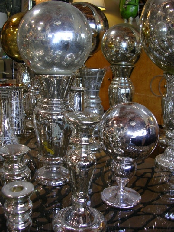 Large Collection of Mercury Glass Objects 1