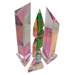 Set of 3 Colored Lucite Sculptures by Ashley