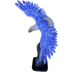 Vintage Lapiz & Rock Crystal Eagle Sculpture