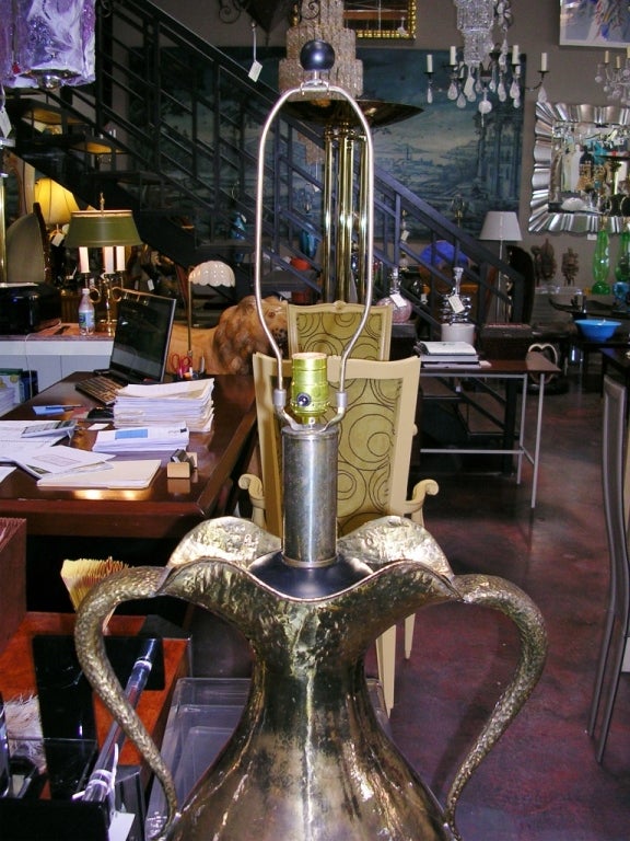Hammered Brass Urn Lamp