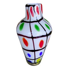 Colorful Murano Glass Vase Attributed to Anzolo Fuga