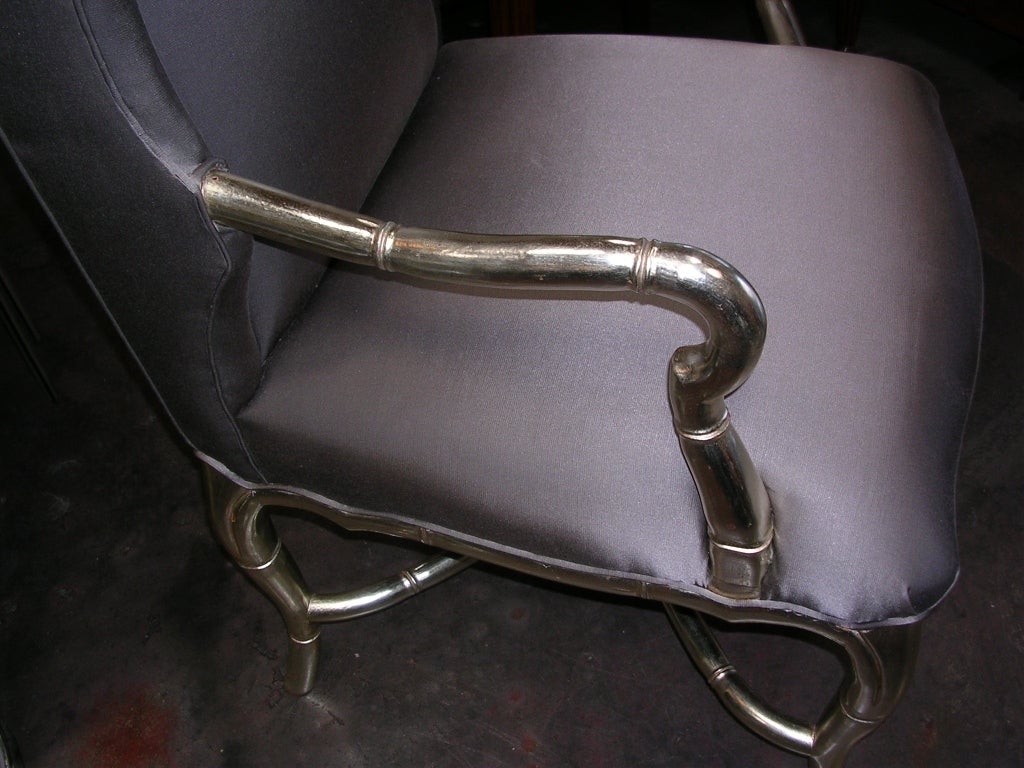 Pair of Gilded Faux Bamboo Armchairs