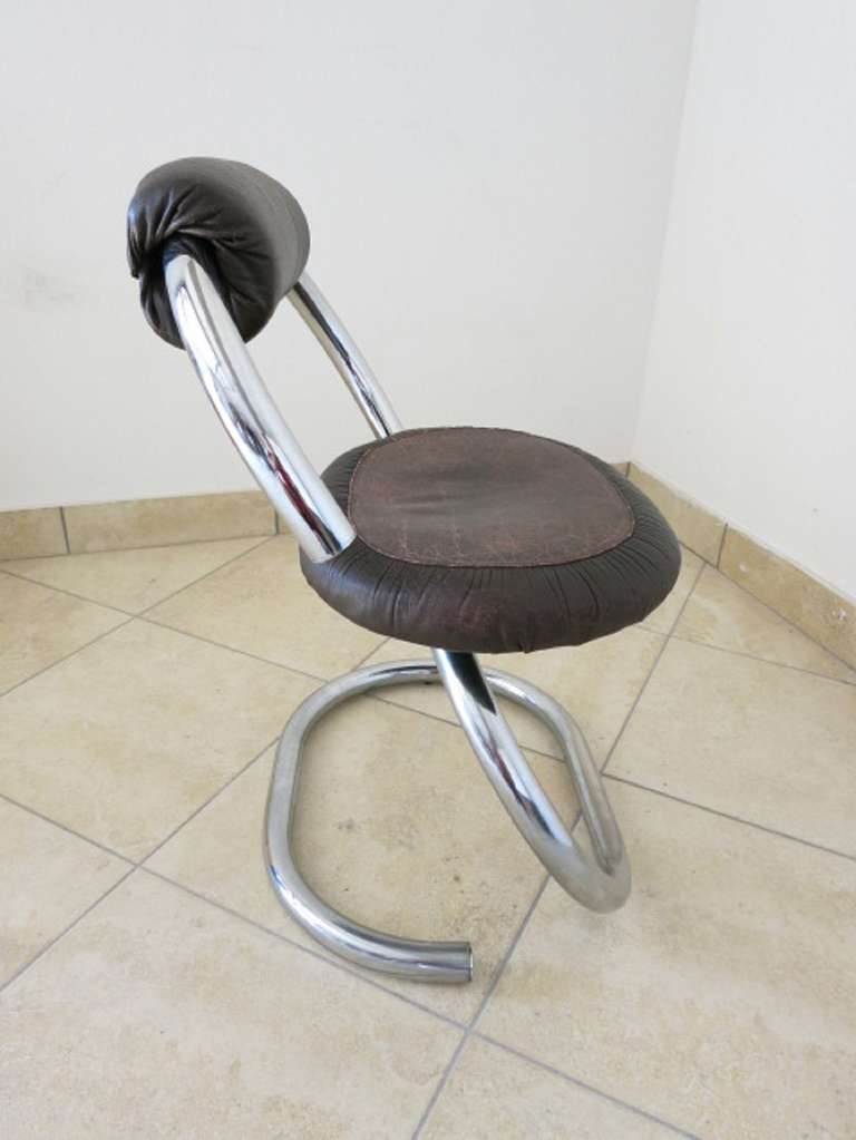 Leather Sleek Set of Four Italian Chairs
