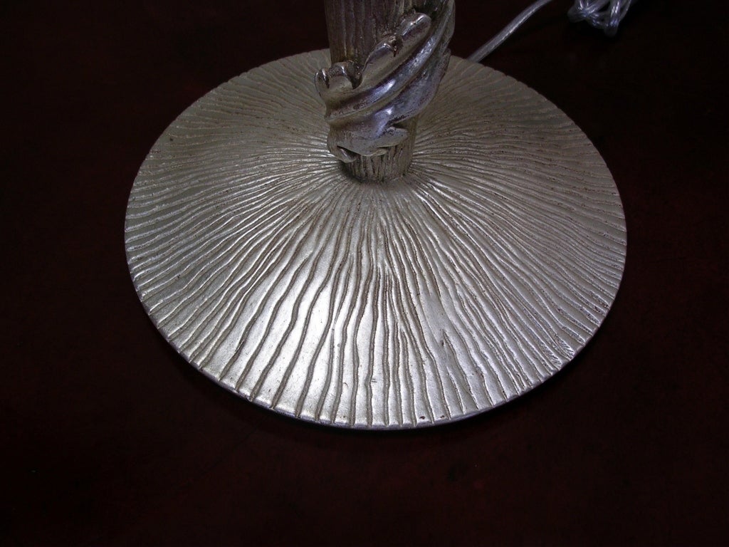 Metal Pair of 22k White Gold Ankor Lamps by Bryan Cox For Sale