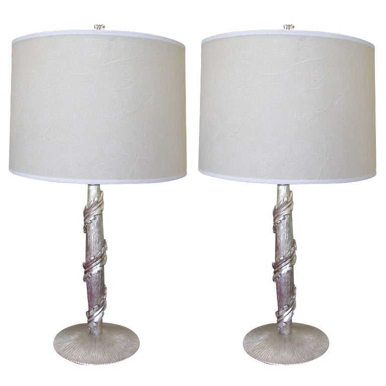 Pair of 22k White Gold Ankor Lamps by Bryan Cox For Sale