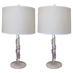 Vintage Pair of 22k White Gold Ankor Lamps by Bryan Cox