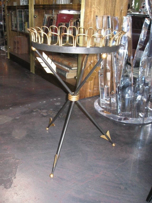 Pair of Arrow Tripod Tables in the Style of Andre Arbus