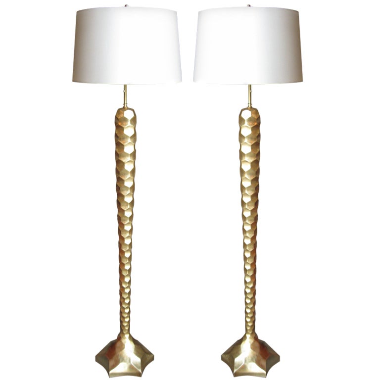 Pair of 22k Gold Leafed Florence Lamps by Bryan Cox