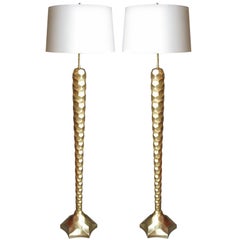 Pair of 22k Gold Leafed Florence Lamps by Bryan Cox