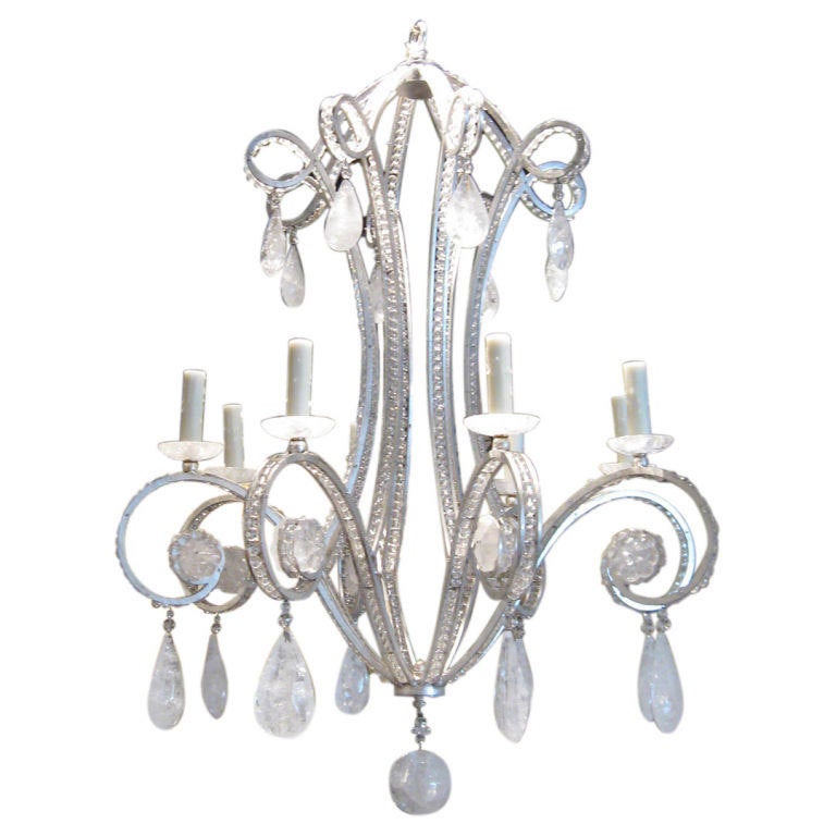 Silverleaf Iron and Rock Crystal Chandelier