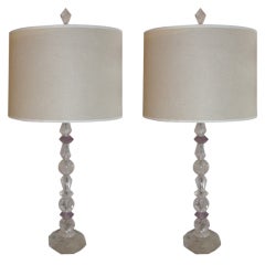 Pair of Rock Crystal and Amethyst Lamps
