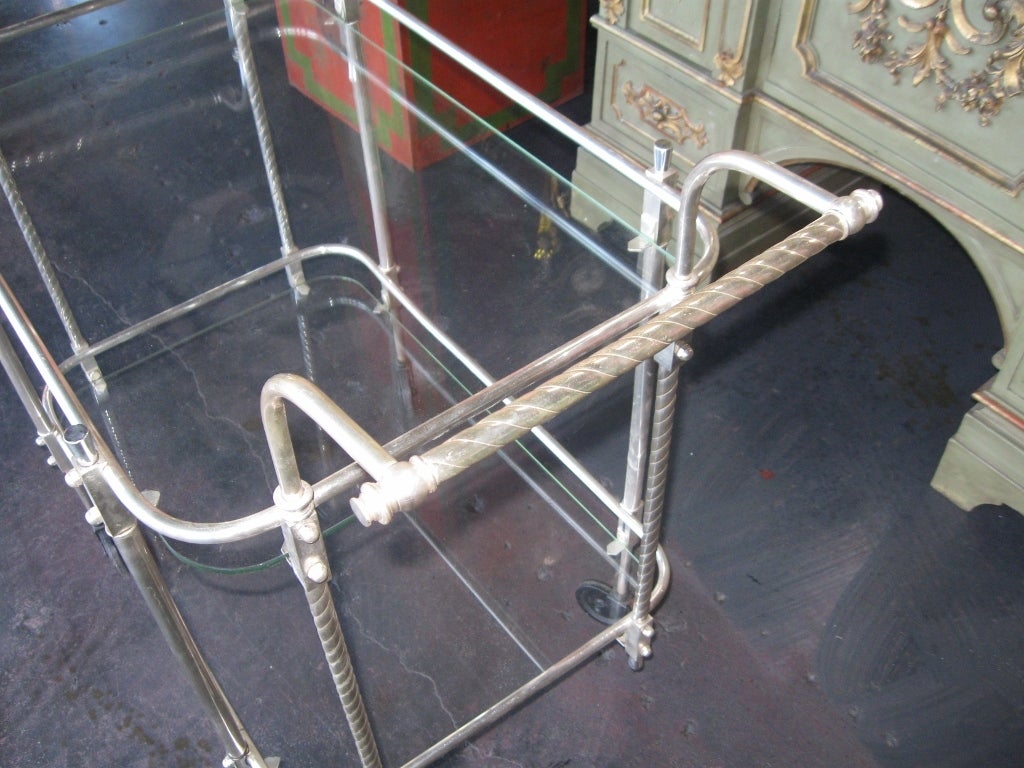 Mid Century French Silver Plated Bar Cart