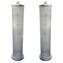 Elegant Set of Four Crystal Floor Lamps