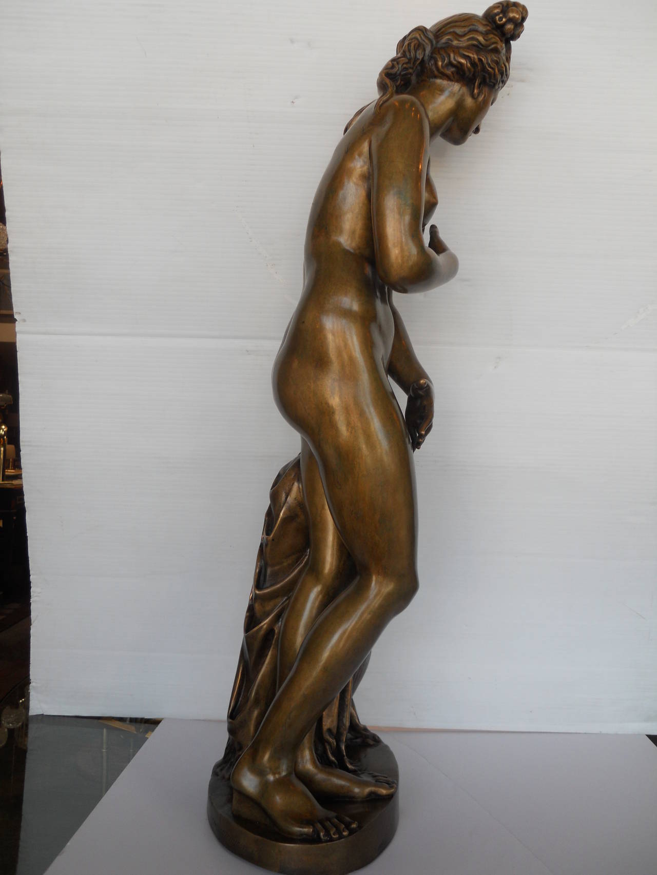 Patinated Very Special Female Sculpture by Ferdinand Barbedienne