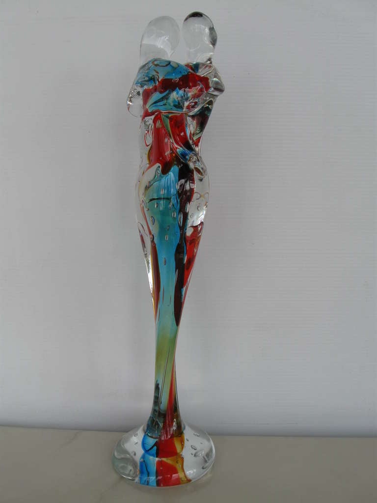 Fine Murano mouth blown glass statue, signed by the artist and with a sticker of authenticity. Titled Amanti - 