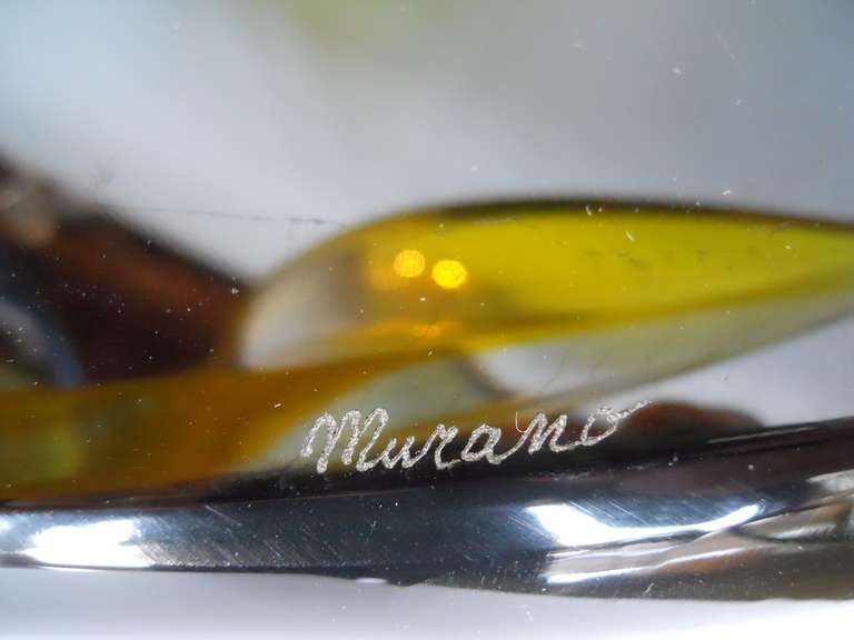Beautiful Murano Glass Sailboat 
Hand blown by Romano Dona, signed 