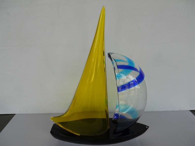 Italian Beautiful Murano Glass Sailboat