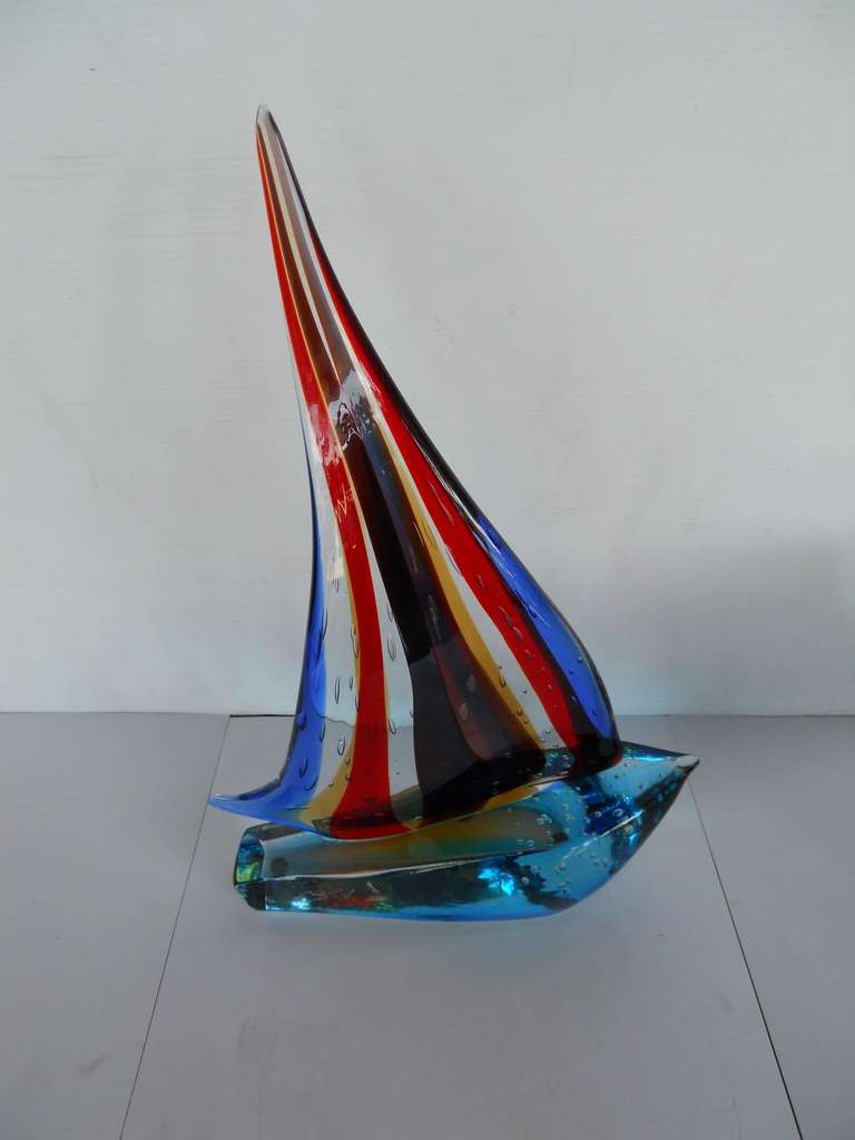 Italian Ultra Luxe Murano Glass Sailboat