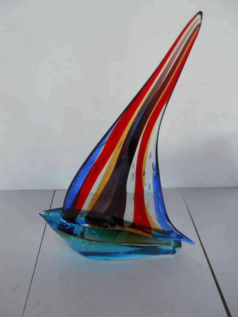 20th Century Ultra Luxe Murano Glass Sailboat