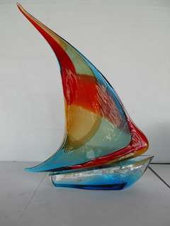 An Elegant Murano Glass Sailboat
