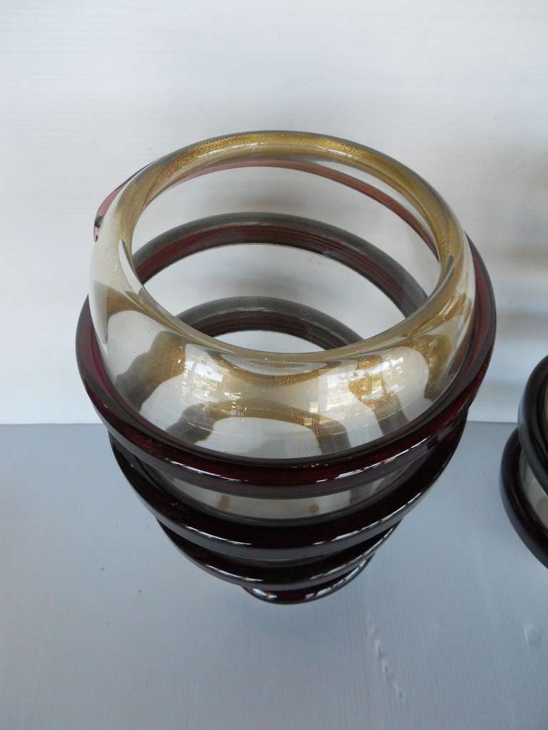 Great Pair of Murano Vases, signed Cenedese Murano
infused with 24 k gold