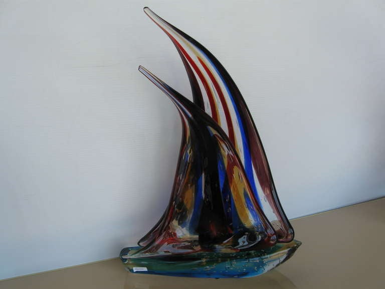 Italian Fabulous Murano Double Sailboat