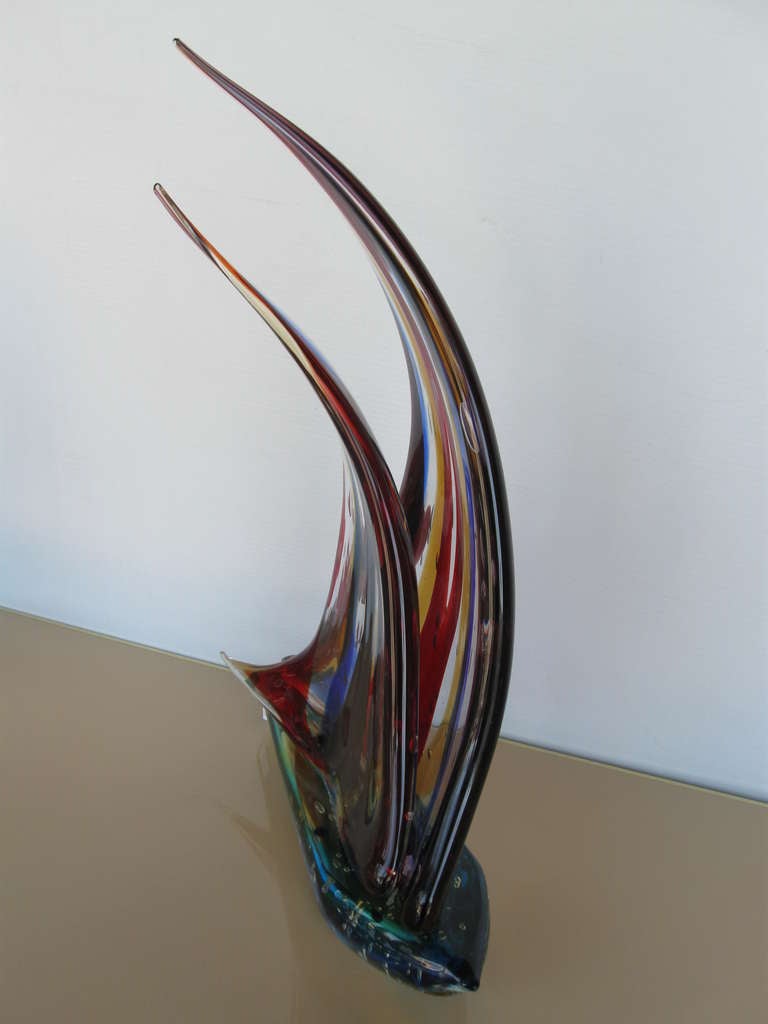 Fabulous Murano Double Sailboat In Excellent Condition In Los Angeles, CA